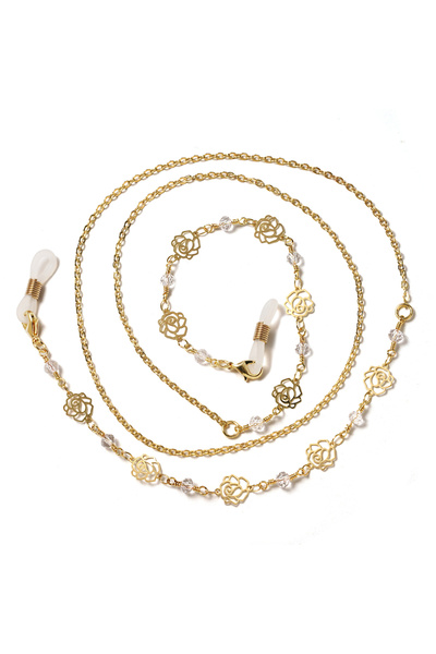 Choice1 سلاسل نظارات شمسية بيضاء للنساء مصنوعة من الأكريليك واللؤلؤ والكريستا...