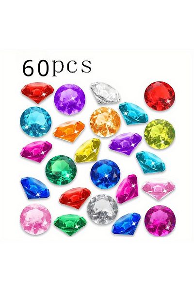 Choice 60pcs 60pcs Diving Gems Pool Toys Large Acrylic Gems Big Gems Pirate Treasure Chest Summer Underwate