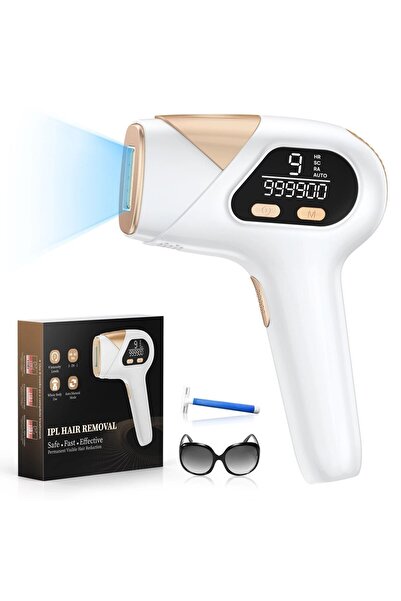 Choice1 EU Plug White Gold IPL Laser Hair Removal Device 3-in-1 999900 Flashes 9 Levels 15J Permanent Epilat