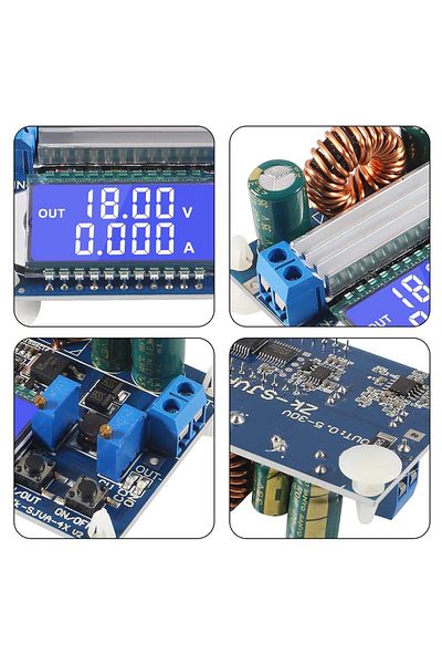 AOKIN 35W DC 5.5-30V to 0.5-30V Digital LCD Display Automatic Step up down Buck Boost Converter Power S...