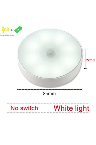 Choice 5 PCS NO switch-White LED Human Body Induction Night Light USB Charging Smart Sensor Lamp Bedside Be