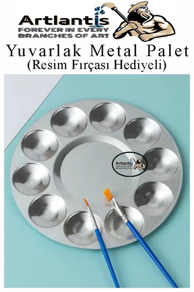Artlantis Paletă rotundă din metal 1 bucată Paletă metalică pentru vopsea cu ...