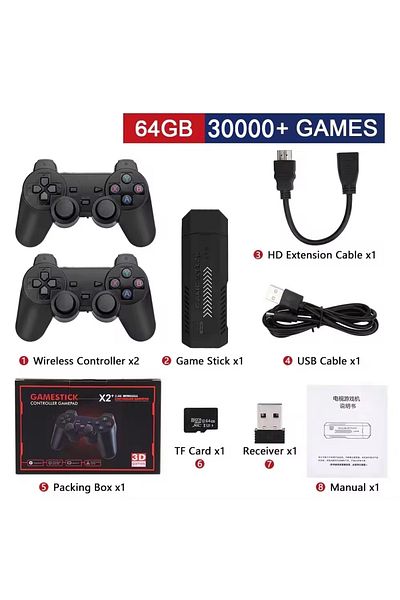 yydzkj 64GB X2 Plus GD10 Pro Game Stick 4K HD 2.4G Retro Video Game Console Wireless Controller TV 50 Emul