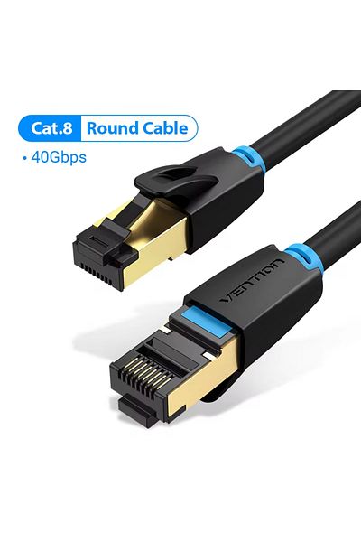 Choice كابل إيثرنت دائري من البولي فينيل كلوريد بطول 1.5 متر من Vention Cat8، كابل إيثرنت STTP بسرعة 40 جيجابت في الثانية وتردد 2000 ميجاهرتز من Cat 8 RJ45، شبكة محلية، تصحيح Co