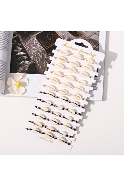 Choice Shell 12 Pieces Fashionable Shell Black and White Woven Bracelet For C...