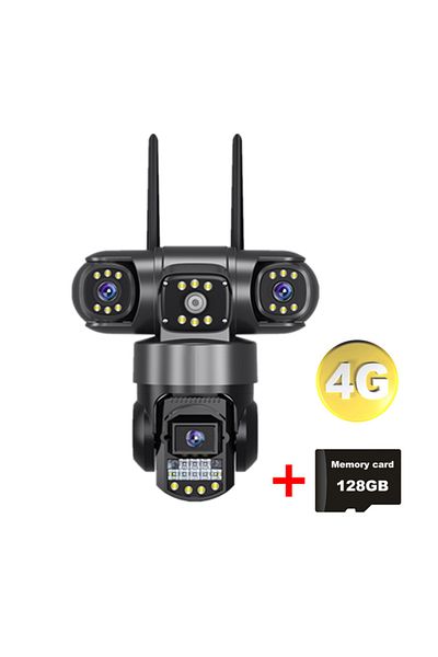 Choice UK Plug 4G Cam add 128G Three Lens PTZ IP Camera Outdoor 6K HD Three Screen 4G Security Camera Auto