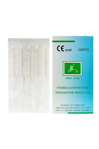 Choice 0.25x 40mm 100PCS SHENLONG Sterile Disposable Copper Handle Stainless Steel Acupuncture Needles Dry