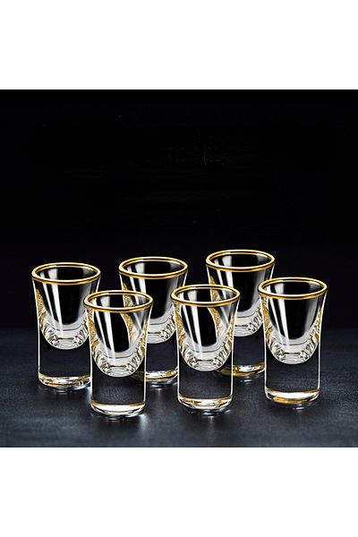 Choice 15ml 6pcs 6pcs Gold Foil Color Spirits Cups Household Creative Small Wine Cup Glass Gilt Edged Cup W