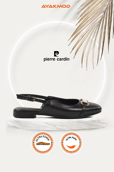 Pierre Cardin Μαύρα γυναικεία βραδινά παπούτσια φόρεμα με ανοιχτή πλάτη Black Ballerina Pc-54711 Z