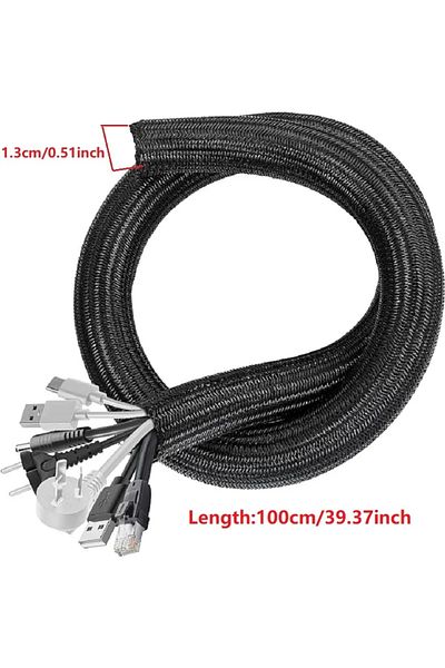 Choice Black 1M 1m 3m 5m braided cable sleeve pet nylon wrapping cable casing cable sleeves wire for desk P