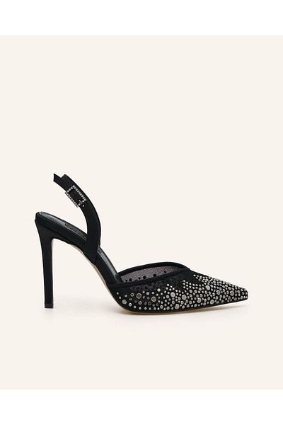 MARCATELLI Black Satin Yona Heeled Shoes