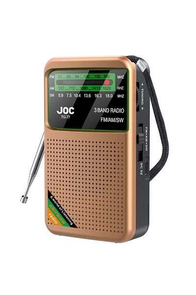 Choice Golden Pocket Mini Radio AM/FM/SW Portable Radio Batteries Rechargeable Supports Connect Wired Earph