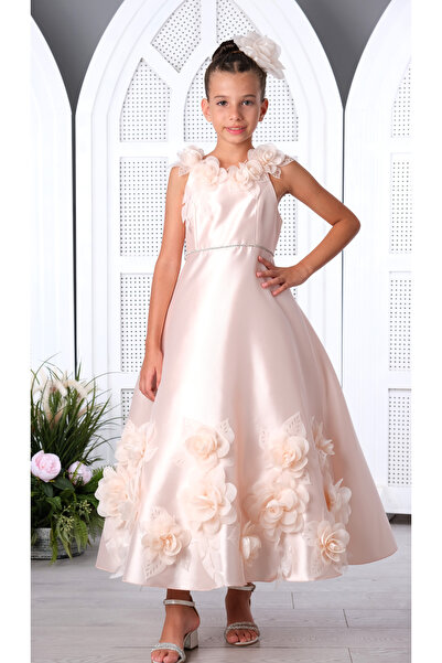 Via Bambino فستان فتيات الزهور السلمون 3182
