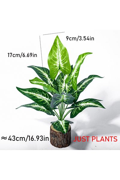 Choice B 43cm 12 Forks Artificial Monstera Tree Green Fake Plants Plastic Evergreen Leaves Tropical Faux P.
