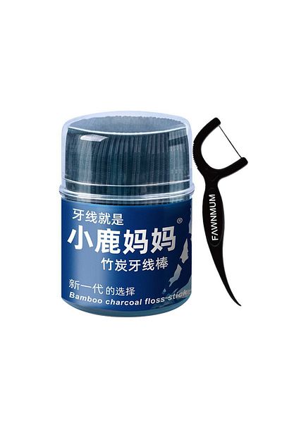 Choice BP160-1C Dental Floss Picks Dental Cleaning Bamboo Charcoal Toothpicks Barreled Interdental Brush Te