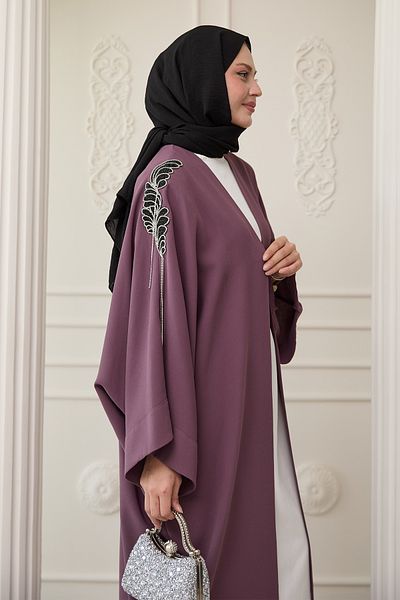 InStyle Dusty Rose Abaya with Draped Stone Dress