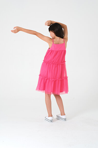 Kyron Kız Çocuk Tüllü Elbise / Pembe ve Turuncu Renk Seçenekleriyle / Şık ve Zarif Tasarım