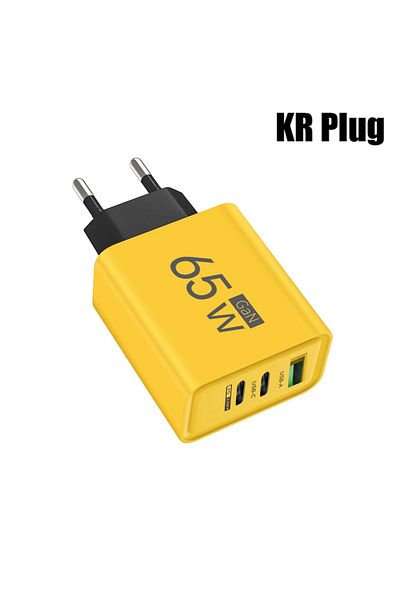 Choice KR Yellow 65W GaN USB Chargers With Type C Data Cables Fast Charging Charger Quick Charge Phone Adap