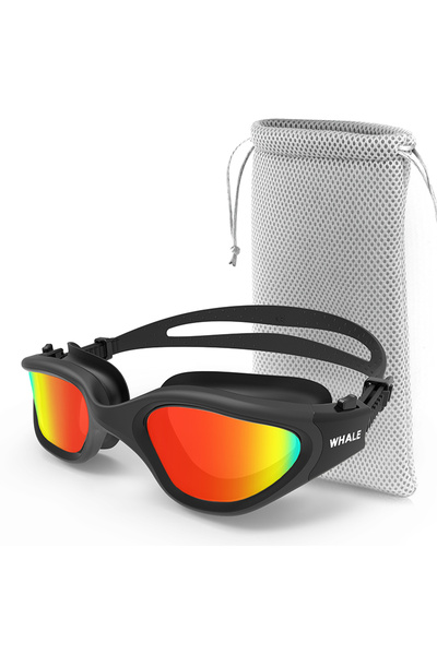 Choice Black Red Polarized Swimming Goggles for Adult Anti-Fog UV Protection ...
