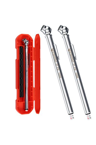 Choice silver Pencil tire pressure gauge, calibrated to ANSI 40.1 Grade B, 2 packs, stainless steel body, f