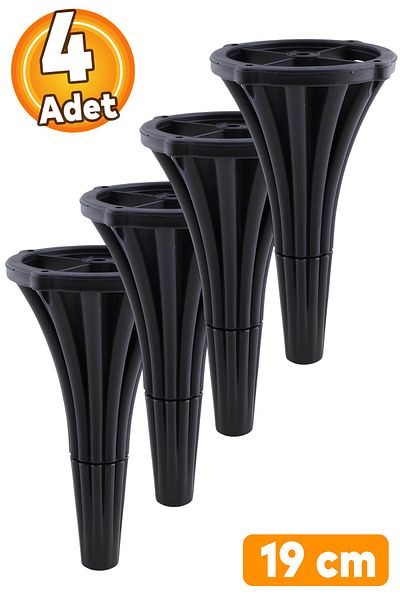 Badem10 (4 bucăți) Istanbul 19 cm Mobilier negru Canapea Fotoliu Unitate TV Consolă Picior Picior