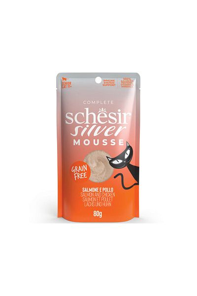 Schesir New Silver Mousse Senior Cat Salmon-Chicken 80g Pouch