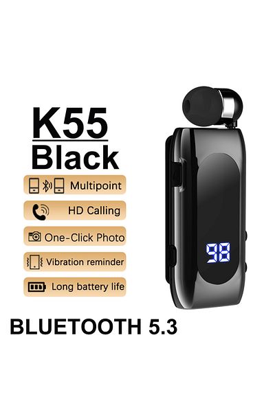Choice K55-black New K88 Lavalier Business Headset Bluetooth 5.4 Bass Earphone Call Vibration Reminder Voic