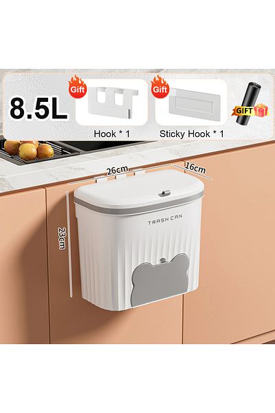 Choice White 8.5L 8.5/12L Kitchen Wastebasket Wall Mounted Trash Can With Lid Bathroom Trash Bin Garbage Ca