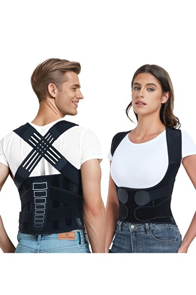 Pikas Μαύρος κορσές στήριξης σταθερής στάσης σώματος με ενδύματα στήριξης για γυναίκες και άνδρες, κορσές για την πλάτη και τη μέση, κορσές κατά της καμπούρας (EX-03)