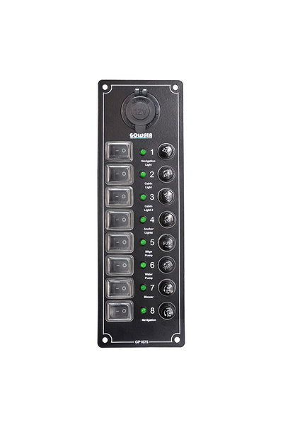 SomayStore Tekne Switch Panel 8 Anahtar Dikey Sigorta Paneli Şarj Soketli 12/...