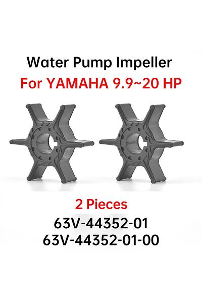 Choice 2 Pieces 63V-44352-01 Water Pump Impeller For Yamaha Outboard Engine 2/4 Stroke F9.9 F15 F20 9.9hp 1