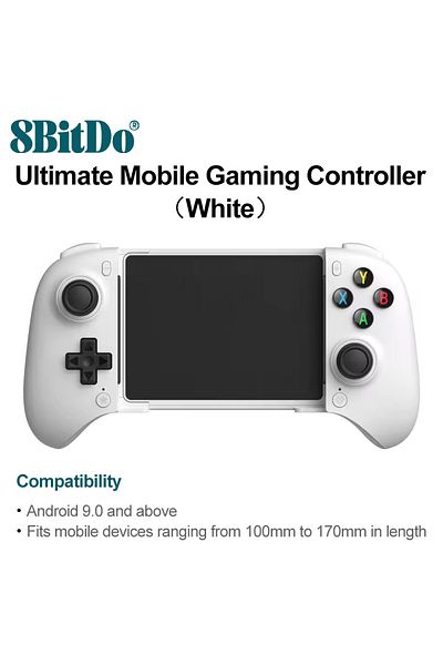 Choice وحدة تحكم ألعاب 8BitDo Ultimate Mobile باللون الأبيض، وحدة تحكم بلوتوث لأجهزة Android مع تأثير هول ثلاثي