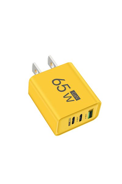 Choice US Yellow 65W GaN USB Chargers With Type C Data Cables Fast Charging Charger Quick Charge Phone Adap