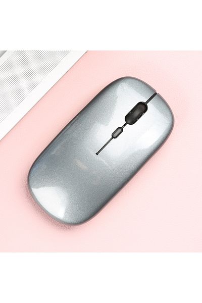 MissionFit Glossy-grey Wireless Bluetooth-compatible Mouse Portable Ergonomic Computer Mice For Laptop Ipad Tab