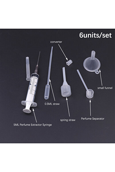 Choice مجموعة أدوات إعادة تعبئة العطور المكونة من 6 قطع، محقنة بلاستيكية، قشة، قطارة، قمع، توزيع الرذاذ.
