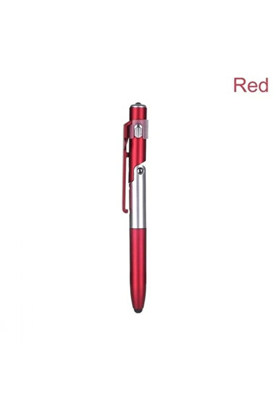 Choice قلم حبر جاف متعدد الوظائف 4 في 1 MP-8878-red مزود بإضاءة LED وحامل هات...