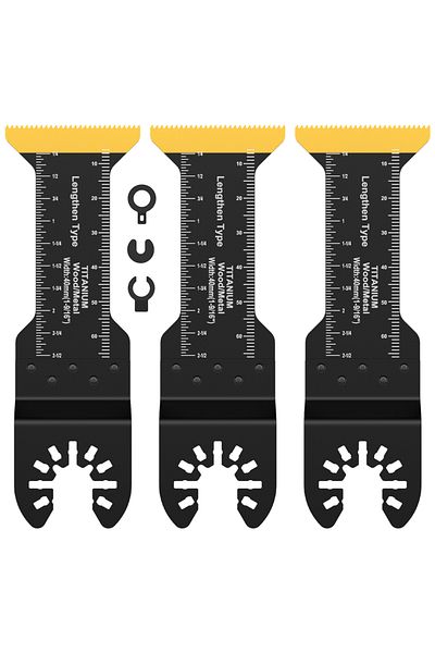Toorise 3PCS 3Pcs Extra-Long Oscillating Saw Blade Set Titanium Bi-Metal Multifunctional Oscillating Multito