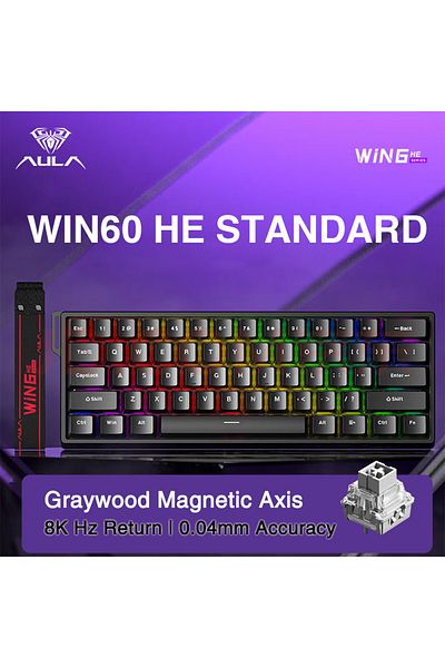 Choice لوحة مفاتيح مفاتيح مغناطيسية للألعاب الإلكترونية WIN60HE Standard AULA WIN60 WIN68 HE مع خاصية التشغيل السريع وعودة 8K RGB Ho