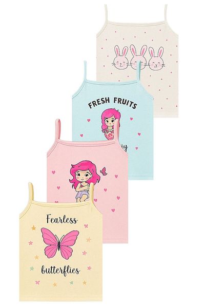 ExLove 4 Pieces Girl's Cotton Combed String Strap Tank Top
