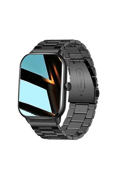 LAXASFIT Black Steel Strip LAXASFIT Smart Watch Men Women Sports Fitness Watch Bluetooth Talk Android Phone D