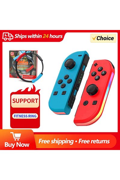 Choice Joy3-blue Red Joy Controller RGB Led Switch L/R Joypad لجهاز Nintendo Switch/lite/OLED Joycon Gamepads