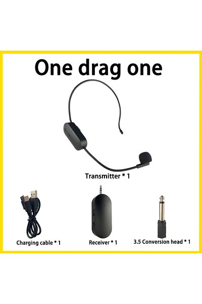 OLOEY 1 to 1 2.4G Head-mounted Wireless Microphones Headset Transmitter with Receiver for Voice Amplifier
