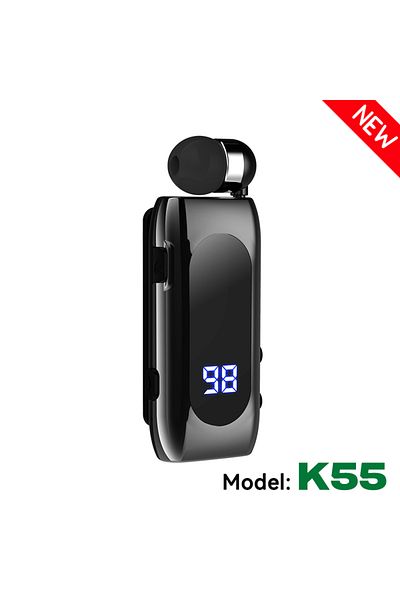 Choice K55 Black K55 Lavalier Business Bluetooth 5.2 Headphone Talk/music Time 20 Hours,led Digital Display