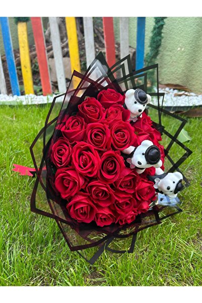 BYSHOPPİNG 41 li Kırmızı Gül Buketi 3 Ayıcıklı Sevgiliye Özel İsteme Teklif B...