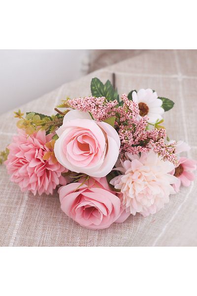 Choice Pink Autumn Artificial Flowers Rose Bride Bouquet Wedding Christmas Living Room Table Decoration For
