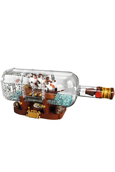 Choice 21313 Ideas Ship in Bottle Pirates Building Blocks Construction Set Moc Bricks with Stand Boys Toys