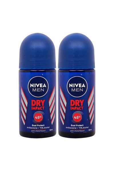 NIVEA مزيل عرق دراي إمباكت رول أون للرجال، 2 × 50 مل