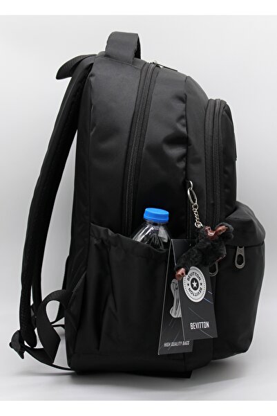 Bevitton Çok Bölmeli Günlük Okul Sırt Çantası Su Geçirmez Kumaş Unisex Okul Çantası 2200 Siyah