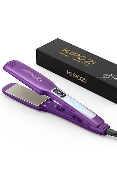 Choice EU KP139-Purple KIPOZI Professional Hair Straightener Titanium Flat Iron with Digital LCD Display Du