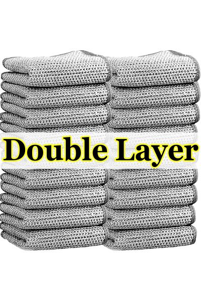 Choice 20pcs Double Layer Wholesale Metal Steel Wire Rags Cloth Home Kitchen Pot Pan Dishwashing Double-sid